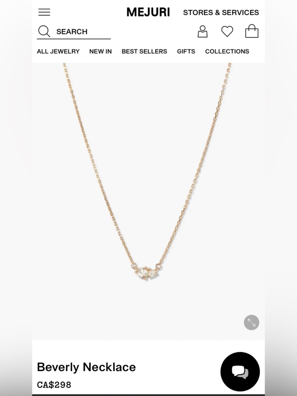 Mejuri Gold Heart Necklace with Clear Stones